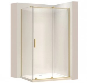 REA - Kabina Prysznicowa MONTANA Gold Brush / Złota Szczotkowana 130x80  /drzwi 130 + ścianka 80/