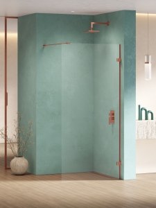 NEW TRENDY Kabina prysznicowa EVENTA COPPER SHINE WALK-IN U 60x200 szkło czyste 8mm Active Shield 2.0  EXK-6519