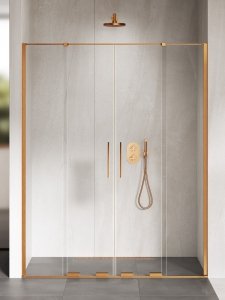 NEW TRENDY Drzwi wnękowe SMART COPPER BRUSHED 2D U 170x200 szkło czyste 8mm Active Shield 2.0 EXK-7665