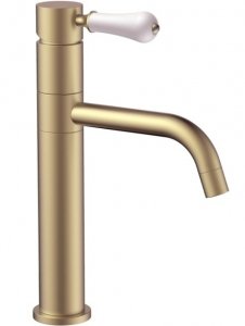 REA - Bateria umywalkowa obrotowa SERRA Złota Szczotkowana/ Gold Brush Niska