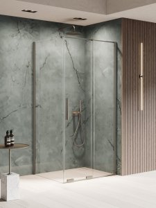 NEW TRENDY Kabina prysznicowa SMART GUNMETAL BRUSHED 1D prostokątna U 110x120x200 szkło czyste 8mm Active Shield 2.0 EXK-7848