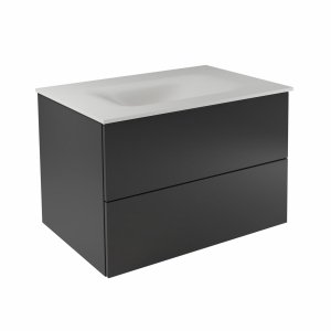 BESCO Szafka Akya Classic Gun Metal Połysk 66 z umywalką biały matt + klik-klak chrom #KAC-66-MGC