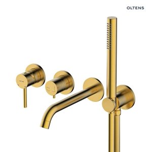 Oltens Molle bateria wannowo-prysznicowa podtynkowa 4-otworowa złoto szczotkowane 34105810