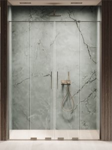 NEW TRENDY Drzwi wnękowe SMART GUNMETAL BRUSHED 2D U 130x200 szkło czyste 8mm Active Shield 2.0 EXK-7833