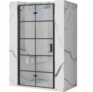 REA Drzwi wnękowe prysznicowe składane MOLIER BLACK 90cm + listwa magnetyczna 