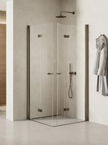 NEW TRENDY Kabina prysznicowa 80x100 New Soleo Gunmetal Brushed, Drzwi składane, podwójne K-2248