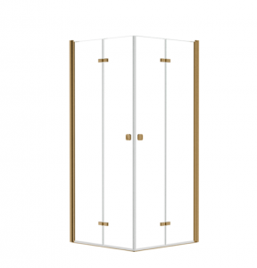 BESCO Kabina kwadratowa składana 80x80x195 Exo-H 80 Brushed Gold KEHZS-80-195
