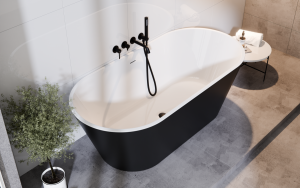 BESCO Wanna wolnostojąca Deeva Matt B&W 180 + maskownica odpływu gun metal #WWA-180DMBM