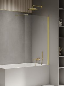 NEW TRENDY Parawan nawannowy NEW SOLEO LIGHT GOLD stały U 50x140 szkło czyste 6mm Active Shield - wsp. prostopadły P-0114-WP