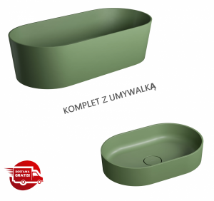 OMNIRES Komplet wanna 160cm z umywalką z kompozytu 55 x 36 cm OVO M+ olive (OL)