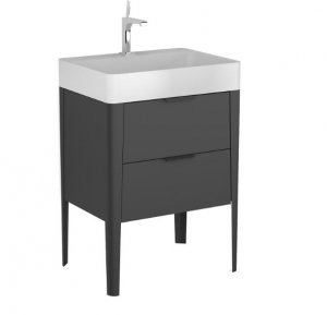 KROFAM - Szafka pod umywalkę VIBE 60cm, 2 szuflady, czarny  VI 6070-45Z-S