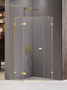 NEW TRENDY Kabina prysznicowa pięciokątna AVEXA GOLD SHINE 90x90x200 EXK-3842/EXK-3843