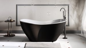BESCO Wanna wolnostojąca Viya B&W 170x72 + klik-klak grafit czyszczony od góry #WMD-170VWGR