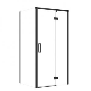 CERSANIT - Set C109 - Kabina prostokątna LARGA na zawiasach 100x90X195  PRAWA  Czarna szkło transparentne  S601-309