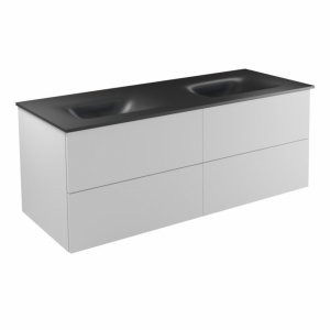 BESCO Szafka Akya Classic Biały Połysk 131 z umywalką gun metal + klik-klak biały #KAC-131-GMW
