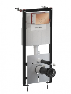 OMNIRES STRONGFRAME stelaż podtynkowy do miski toaletowej z ECO spłukiwaniem + MINIMAL przycisk spłukujący miedź połysk FLUSH SET STFWCECO1M-RCP