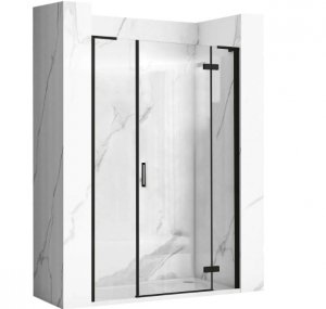 REA - Drzwi prysznicowe składane, łamane HUGO 120 Black / Czarne  + listwa magnetyczna wymagana do montażu we wnęce