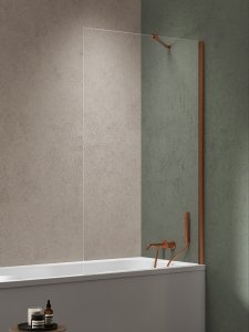 NEW TRENDY Parawan nawannowy NESTA COPPER BRUSHED stały U 100x140 szkło czyste 8mm Active Shield 2.0 P-0220