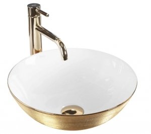 REA - Umywalka Nablatowa STELLA White Gold Brush / 