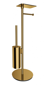 OMNIRES stojak na papier i szczotkę toaletową z półką MODERN PROJEKT złoty połysk MP60820GL