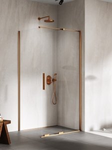 NEW TRENDY Kabina prysznicowa SMART COPPER BRUSHED 1D prostokątna U 120x80x200 szkło czyste 8mm Active Shield 2.0 EXK-7677