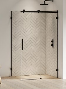 NEW TRENDY Kabina prysznicowa SOFTI BLACK X 1D prostokątna L 100x110x200 szkło czyste 8mm Active Shield 2.0 EXK-5381