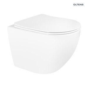 Zestaw Oltens Hamnes miska wisząca WC PureRim z powłoką SmartClean z deską wolnoopadającą Slim biała 42541000