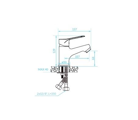 KUCHINOX - Bateria umywalkowa ATEZ stojąca z korkiem Chrom  BTK_022D