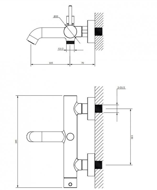 OMNIRES  Bateria wannowa z zestawem prysznicowym Y czarny Y1231BL