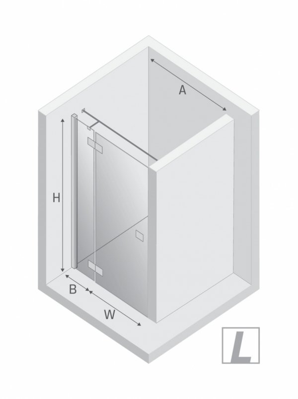 NEW TREDNY Drzwi wnękowe REFLEXA BLACK 1D L 120x200 szkło czyste 6mm Active Shield 2.0 EXK-4906