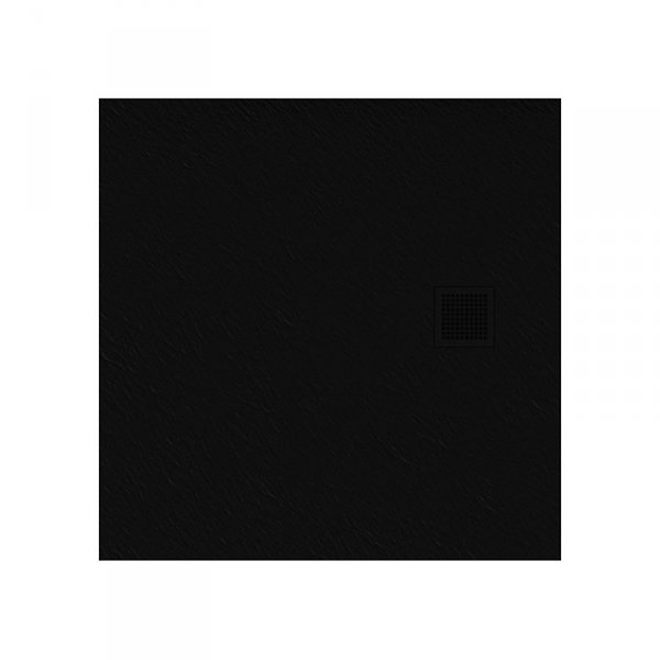 NEW TRENDY - Brodzik Konglomeratowy ze strukturą kamienia naturalnego MORI/czarny 90x90X3 B-0402