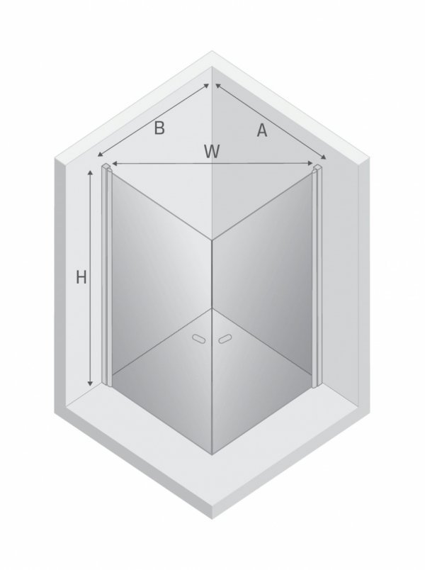 NEW TRENDY Kabina prysznicowa NEW SOLEO GUNMETAL BRUSHED 2D prostokątna U 90x90x195 szkło czyste 6mm Active Shield - wahadłowe K-2180