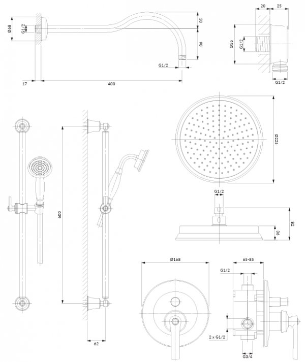 OMNIRES system prysznicowy podtynkowy ARMANCE SYSAM20CR