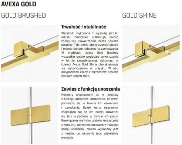 NEW TRENDY Kabina przyścienna AVEXA GOLD SHINE 100x120x200 EXK-2141/EXK-2111 POLSKA PRODUKCJA