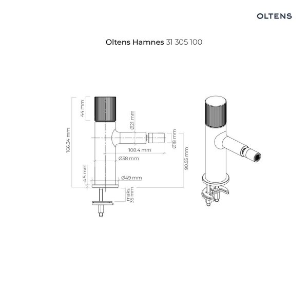 Oltens Hamnes bateria bidetowa stojąca chrom 31305100