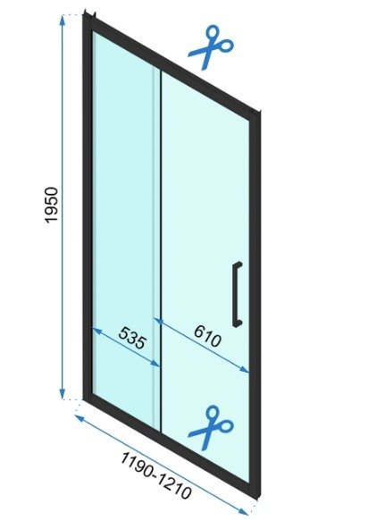 REA - Kabina Prysznicowa Przyścienna RAPID SLIDE Black-Czarna  /drzwi 120 + ścianka 100 x2 + ramię x2/