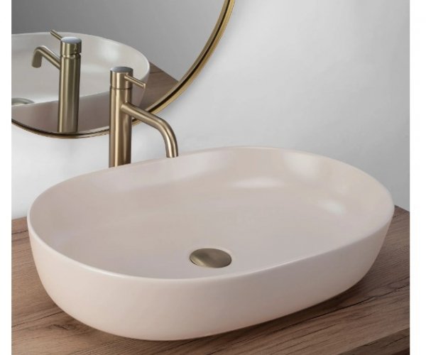 REA - Umywalka nablatowa CLEO 61 Beige Matt / Beżowa matowa