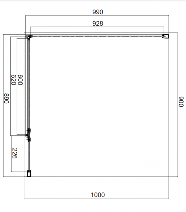 OMNIRES Kabina prysznicowa prostokątna z drzwiami uchylnymi, 90x100 cm MH9010BLTR 