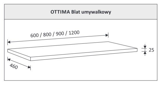 AQUAFORM - blat umywalkowy OTTIMA 90 pełny 90X2,5X46 Czarny beton  AQ.401-1709033