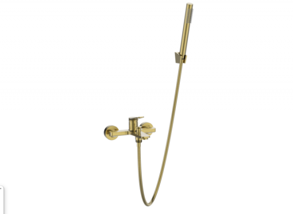 INVENA Bateria wannowa z zestawem natryskowym Alonia złoto szczotkowane BW-70-009-V