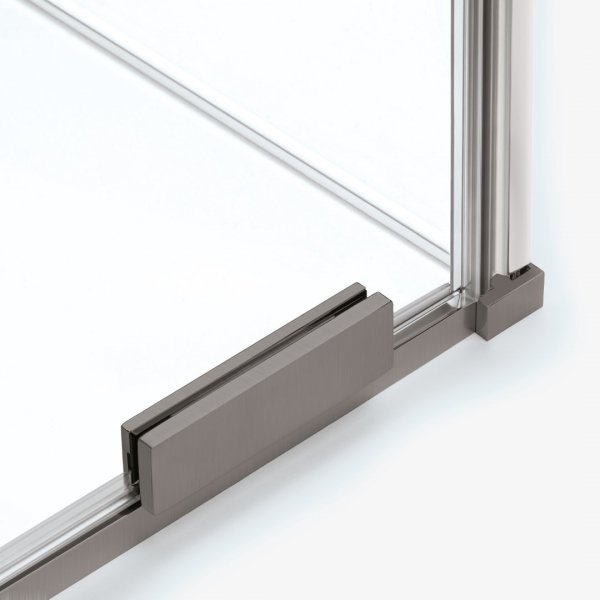 NEW TRENDY Drzwi wnękowe SMART GUNMETAL BRUSHED 1D U 120x200 szkło czyste 8mm Active Shield 2.0 - WIESZAK EXK-7826