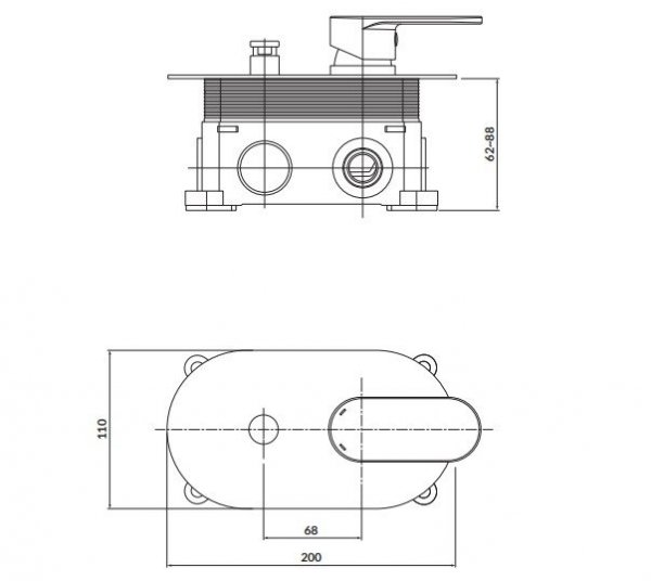 CERSANIT - Bateria wannowo-natryskowa podtynkowa CREA chrom z boksem  S951-305