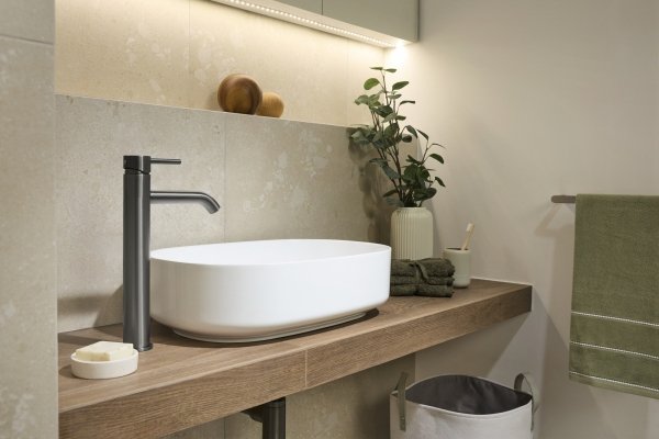 ARMATURA KRAKÓW KFA Bateria umywalkowa nablatowa MOZA GUN METAL GREY 5032-612-61