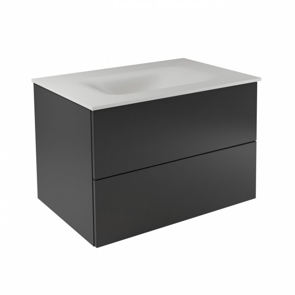 BESCO Szafka Akya Classic Gun Metal Połysk 66 z umywalką biały matt + klik-klak chrom #KAC-66-MGC