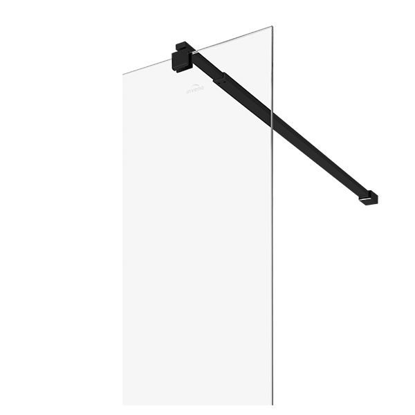 INVENA - Kabina WALK-IN 90 X 200 cm szkło transparentne 8mm z powłoką shiny glass czarne profile  AK-32-194-O 