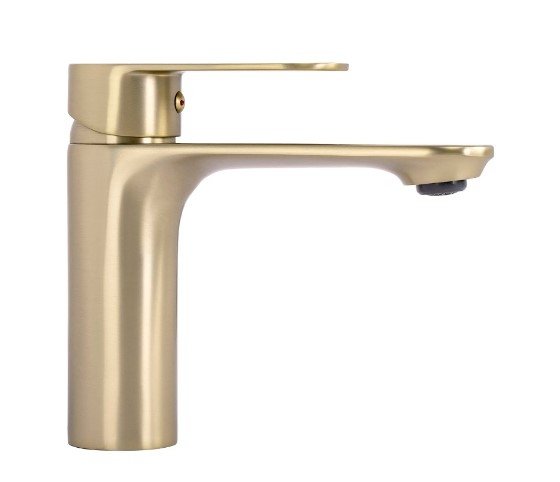 REA - Bateria umywalkowa DROP Złota Szczotkowana Niska