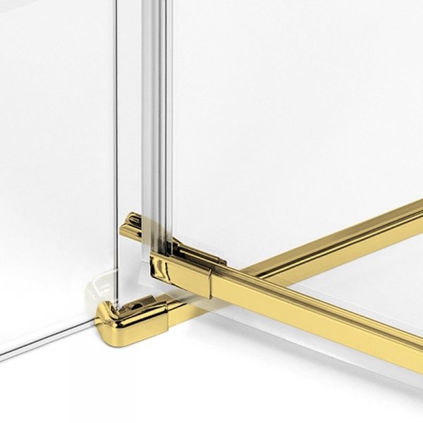 NEW TRENDY Drzwi wnękowe AVEXA GOLD BRUSHED 1D P 80x200 szkło czyste 6mm Active Shield 2.0 złoto szczotkowane EXK-1715