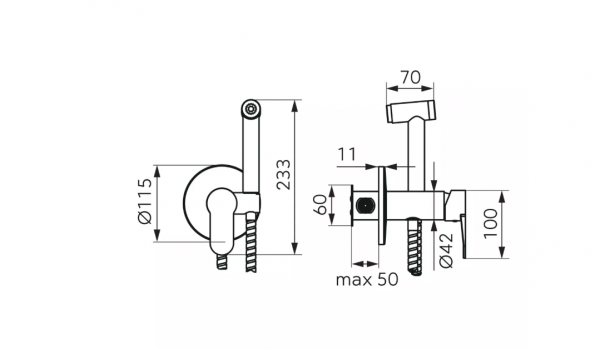 FERRO Bateria podtynkowa bidetowa, z zestawem NOSTRIS BNS66P