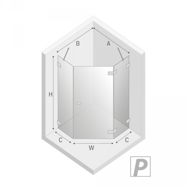 NEW TRENDY Kabina prysznicowa pięciokątna AVEXA GOLD SHINE 90x90x200 EXK-3842/EXK-3843