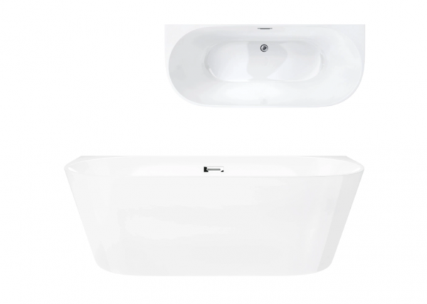 CORSAN Wanna przyścienna MONO Slim 160 cm Korek klik klak Chrom E029LSCH 